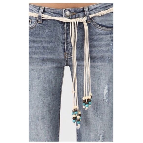NATURAL Twisted Knot Bead Detail Leatherette Belt - Picture 6 of 7